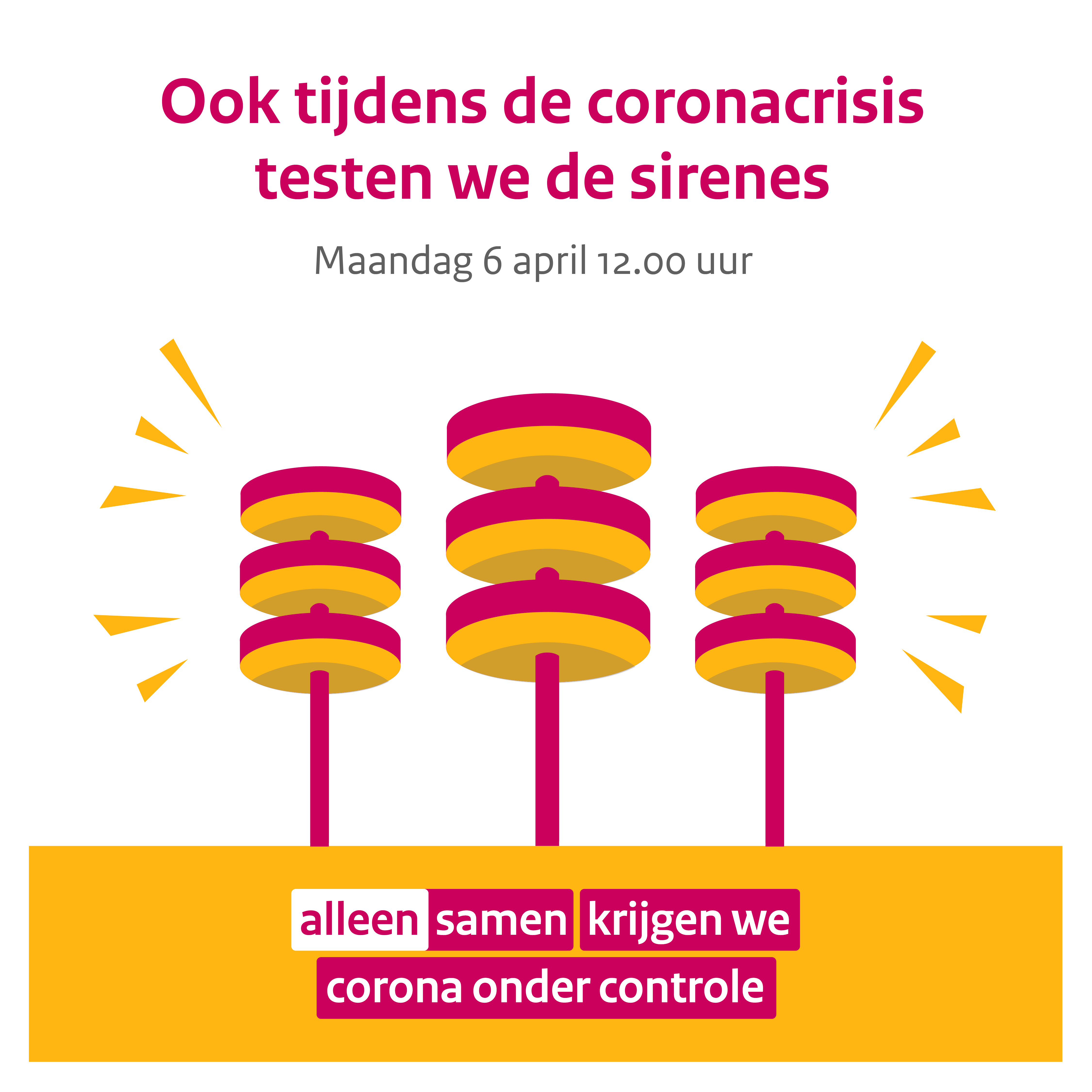 Test sirenes ook a.s. maandag 6 april om 12:00 uur