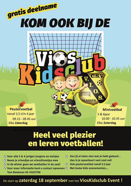 Zaterdag 18 september Vios kidsclub weer van start met het traditionele “Vios Kidsclub event”!