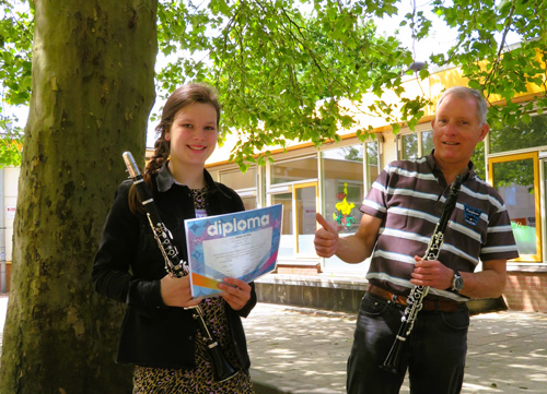 Klarinettiste muziekvereniging Prins Bernhard geslaagd voor A diploma