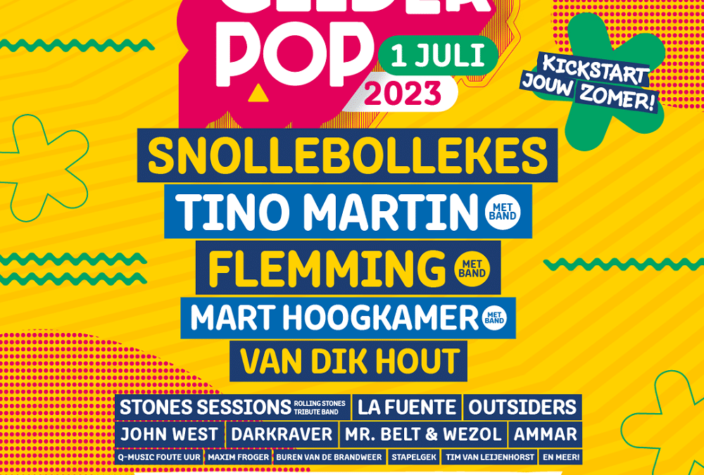 Gelderpop maakt line-up bekend Snollebollekes, Tino Martin, Flemming, Van Dik Hout & Meer