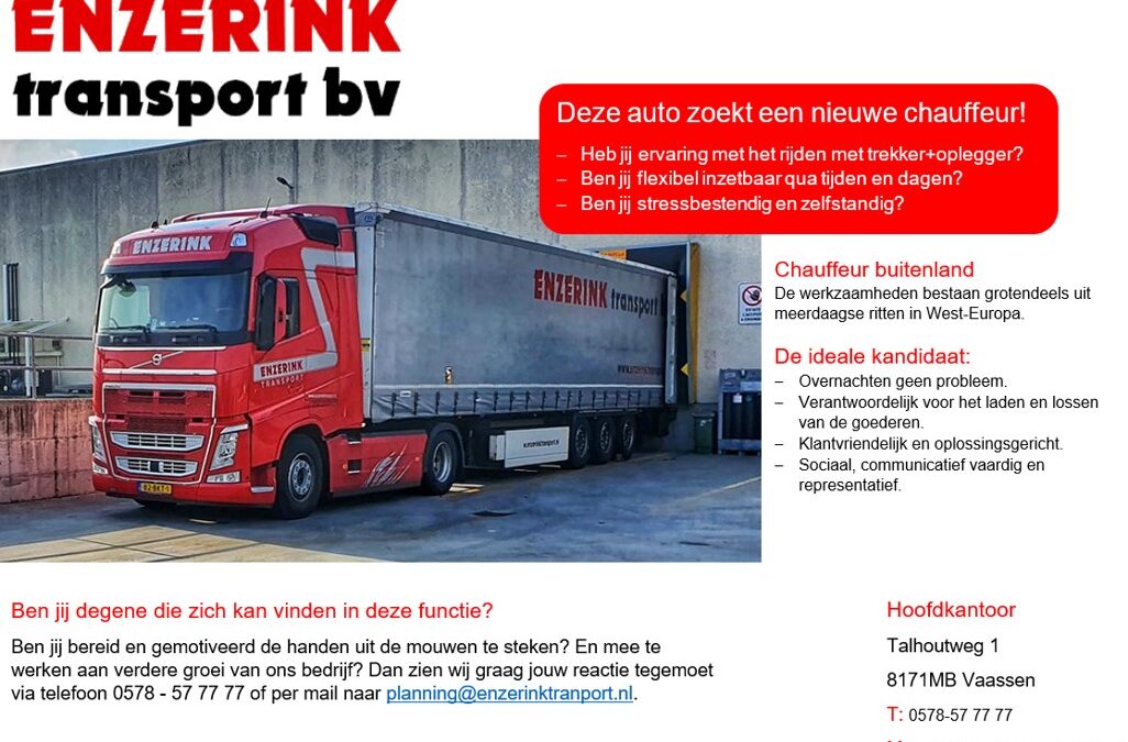 Enzerink Transport zoekt chauffeurs