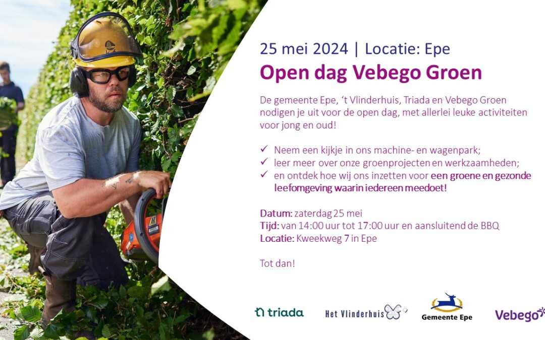 Zaterdag 25 mei open dag Vebego groen